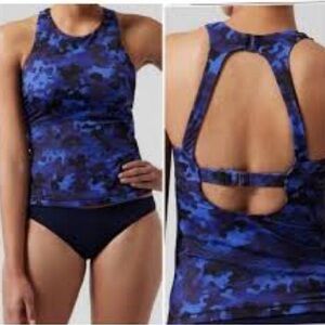 NEW Athleta 34D/DD Maldives padded tankini top blue camo camouflage swimsuit $89